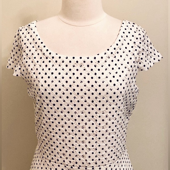 Ronni & Nicole White Black Polka Dot 12 Retro Classic Wedding Fit & Flare Dress - Picture 2 of 13